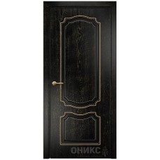 Межкомнатная дверь Оникс Венеция Черная эмаль патина золото