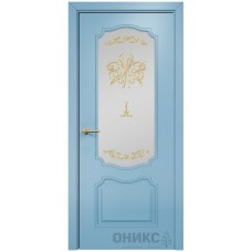 Межкомнатная дверь Оникс Венеция Эмаль голубая МДФ контурный витраж со стеклом