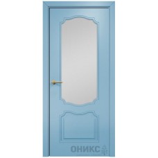 Межкомнатная дверь Оникс Венеция Эмаль голубая МДФ со стеклом