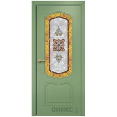 Межкомнатная дверь Оникс Венеция эмаль RAL 6021 по ясеню фотопечать со стеклом