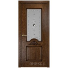 Межкомнатная дверь Оникс Византия Дуб коньяк бевелс со стеклом
