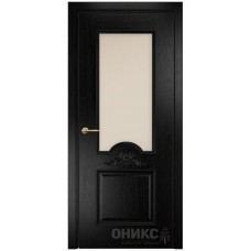 Межкомнатная дверь Оникс Византия Эмаль черная по ясеню со стеклом