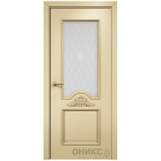 Межкомнатная дверь Оникс Византия эмаль RAL 1015 по МДФ гравировка со стеклом