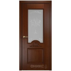 Межкомнатная дверь Оникс Византия Красное дерево контурный витраж со стеклом