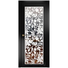 Межкомнатная дверь Оникс Сорбонна Эмаль черная МДФ решетка с зеркалом