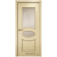 Межкомнатная дверь Оникс Эллипс эмаль RAL 1015 по МДФ пескоструй со стеклом