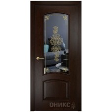 Межкомнатная дверь Оникс Прага Палисандр витраж со стеклом