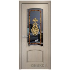 Межкомнатная дверь Оникс Прага Мокко заливной витраж со стеклом