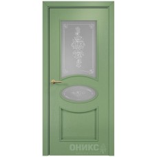 Межкомнатная дверь Оникс Эллипс эмаль RAL 6021 по ясеню витраж со стеклом