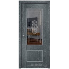 Межкомнатная дверь Оникс Александрия 2 Дуб седой витраж зеркало