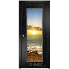 Межкомнатная дверь Оникс Александрия 1 Черная эмаль патина серебро фотопечать №23