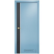 Межкомнатная дверь Оникс Duo Дуб графит/эмаль голубая МДФ со стеклом