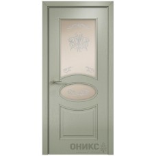 Межкомнатная дверь Оникс Эллипс Эмаль 7038 по ясеню контурный витраж со стеклом