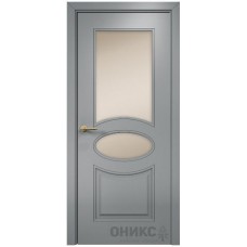 Межкомнатная дверь Оникс Эллипс Эмаль по RAL7040 МДФ со стеклом