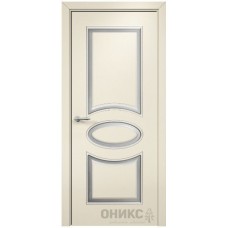Межкомнатная дверь Оникс Эллипс Эмаль слоновая кость МДФ патина серебро