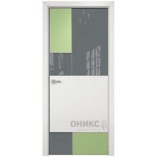 Межкомнатная дверь Оникс New York эмаль фисташка по МДФ / эмаль белая по МДФ со стеклом