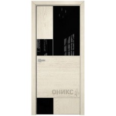 Межкомнатная дверь Оникс New York Слоновая кость патина коричневая со стеклом