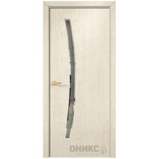 Межкомнатная дверь Оникс Порто Слоновая кость патина коричневая с зеркалом