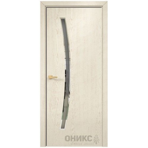 Межкомнатная дверь Оникс Порто Слоновая кость патина коричневая с зеркалом