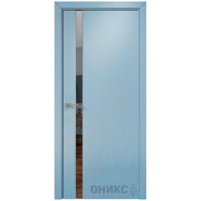 Межкомнатная дверь Оникс Престиж 1 Голубая эмаль патина золото с зеркалом