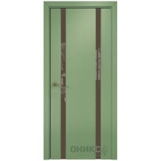 Межкомнатная дверь Оникс Престиж 2 эмаль RAL 6021 по ясеню со стеклом