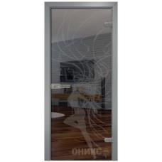 Межкомнатная дверь Оникс Цельностеклянная Зеркало графит пескоструй