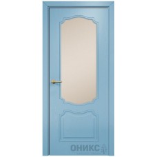 Межкомнатная дверь Оникс Венеция Эмаль голубая по ясеню со стеклом