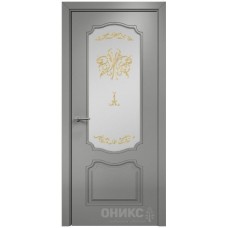 Межкомнатная дверь Оникс Венеция Эмаль RAL 7036 по МДФ контурный витраж со стеклом