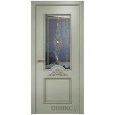 Межкомнатная дверь Оникс Византия Эмаль 7038 по МДФ бевелс со стеклом