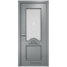 Межкомнатная дверь Оникс Византия Эмаль по RAL7040 МДФ гравировка со стеклом