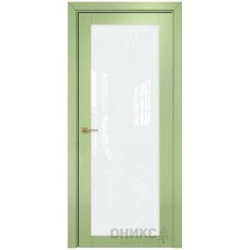 Межкомнатная дверь Оникс Сорбонна Эмаль фисташка по Ясеню со стеклом