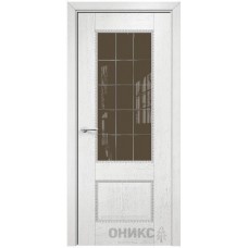 Межкомнатная дверь Оникс Александрия 2 Белая эмаль патина серебро гравировка