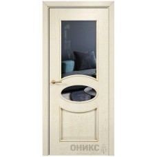 Межкомнатная дверь Оникс Эллипс Эмаль черная МДФ со стеклом