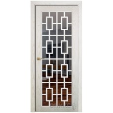 Межкомнатная дверь Оникс Сорбонна Жемчужный ясень решетка с зеркалом