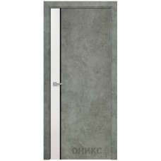 Межкомнатная дверь Оникс Duo Белая эмаль по МДФ / бетон светлый со стеклом