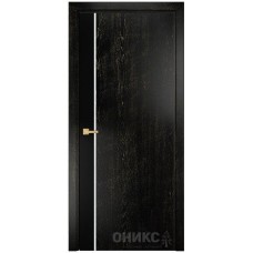 Межкомнатная дверь Оникс Duo эмаль чёрная по МДФ / эмаль чёрная патина золото со стеклом