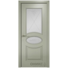Межкомнатная дверь Оникс Эллипс Эмаль 7038 по МДФ контурный витраж со стеклом