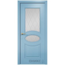 Межкомнатная дверь Оникс Эллипс Эмаль голубая МДФ стекло с гравировкой