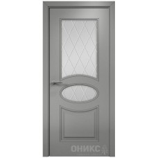 Межкомнатная дверь Оникс Эллипс Эмаль RAL 7036 по МДФ стекло с гравировкой