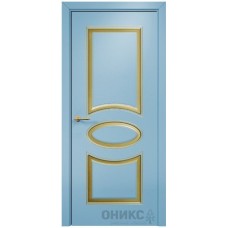 Межкомнатная дверь Оникс Эллипс Голубая эмаль по МДФ патина золото