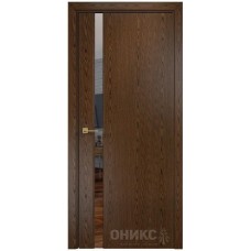 Межкомнатная дверь Оникс Престиж 1 Орех тангентальный с зеркалом