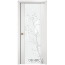 Межкомнатная дверь Оникс Престиж CPL белый пескоструй со стеклом