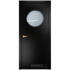 Межкомнатная дверь Оникс Сфера Эмаль черная по ясеню со стеклом