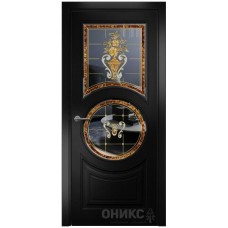 Межкомнатная дверь Оникс Софья Эмаль черная МДФ заливной витраж со стеклом