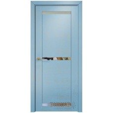 Межкомнатная дверь Оникс Тектон 3 Голубая эмаль патина золото со стеклом