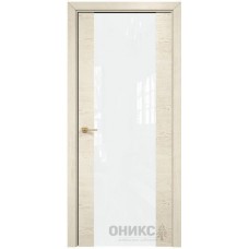 Межкомнатная дверь Оникс Урбан Слоновая кость патина коричневая со стеклом