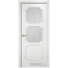 Межкомнатная дверь Оникс Валенсия Эмаль белая по ясеню стекло с гравировкой со стеклом