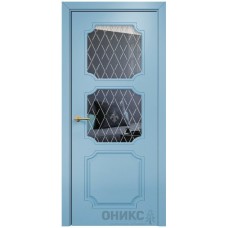 Межкомнатная дверь Оникс Валенсия Эмаль голубая МДФ стекло с гравировкой со стеклом