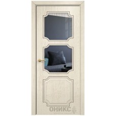 Межкомнатная дверь Оникс Валенсия Слоновая кость патина коричневая со стеклом