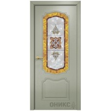 Межкомнатная дверь Оникс Венеция Эмаль 7038 по ясеню фотопечать со стеклом